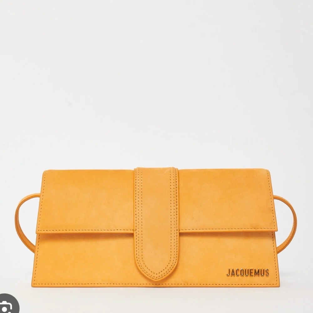 JACQUEMUS Orange Suede Long Bambino Shoulder Bag 💛 suede fun